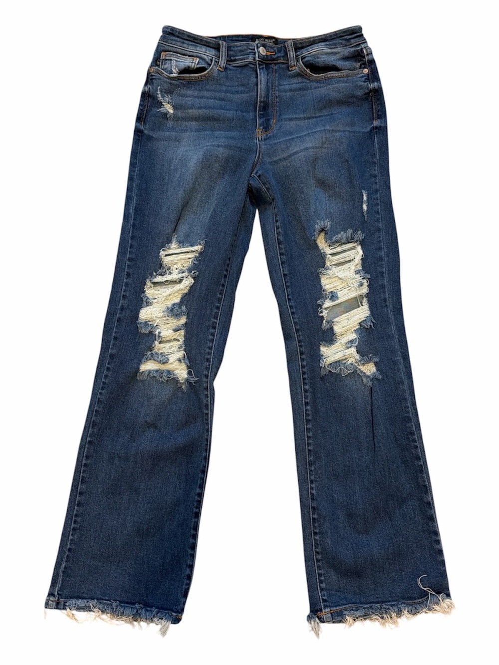 JUDY BLUE Distressed Dad Jean Women's Dark Blue Denim Wide Leg size 11/30